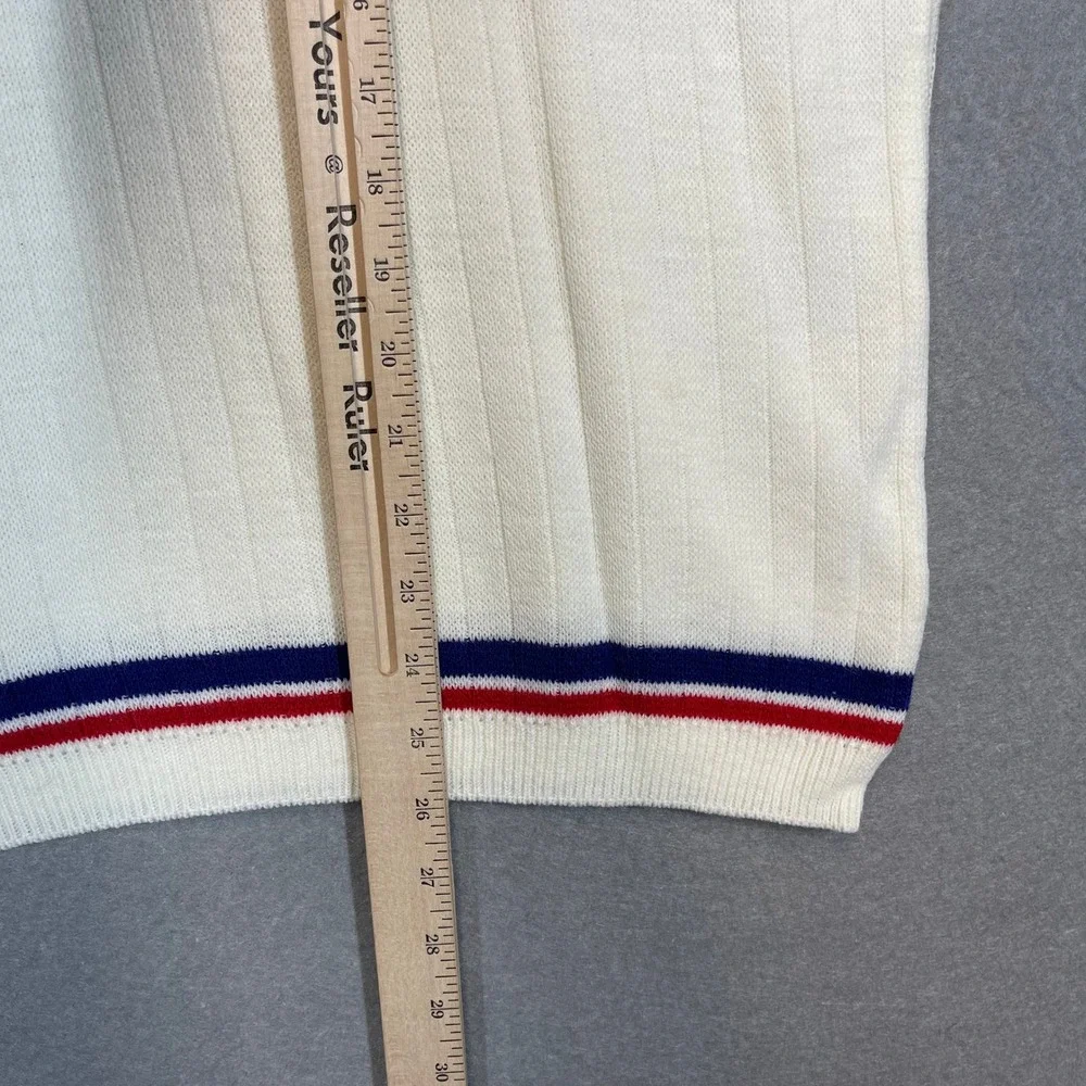 VTG Slazenger Sweater Mens Large Sz 42 Cream V-Neck Wimbledon Tennis 80s England